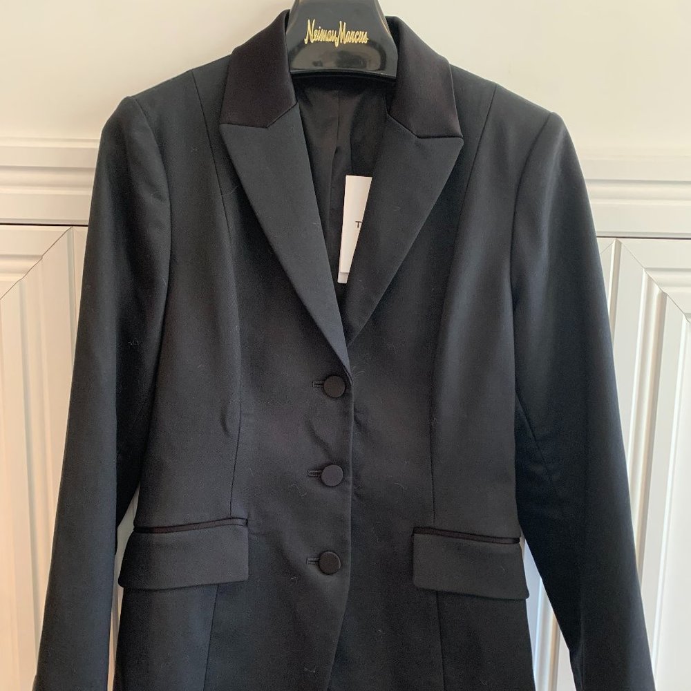 Theory Black Riding Jacket/Tux wool with Sateen Collar